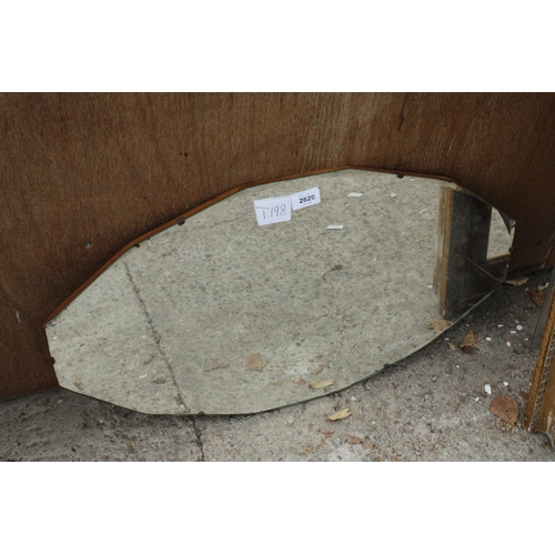 2820 - A MID 20TH CENTURY FRAMELESS WALL MIRROR