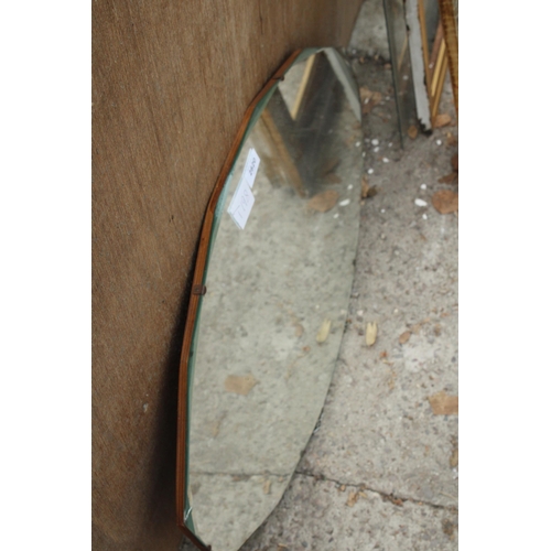 2820 - A MID 20TH CENTURY FRAMELESS WALL MIRROR