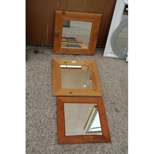 2830 - THREE PINE FRAMED WALL MIRRORS