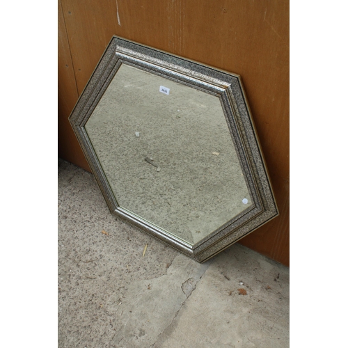 2833 - A HEXAGONAL WALL MIRROR, 39