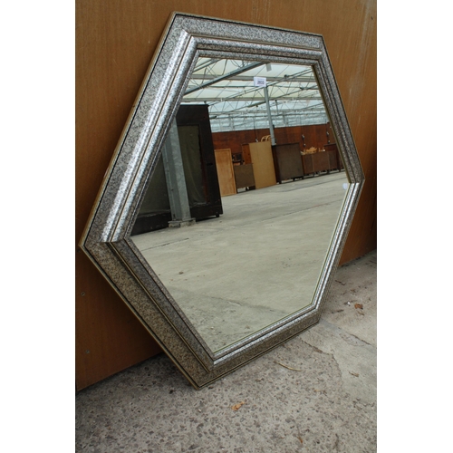 2833 - A HEXAGONAL WALL MIRROR, 39