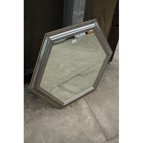 2834 - A HEXAGONAL WALL MIRROR, 39