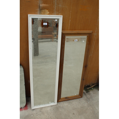 2837 - A PINE FRAMED BEVEL EDGE WALL MIRROR, 41