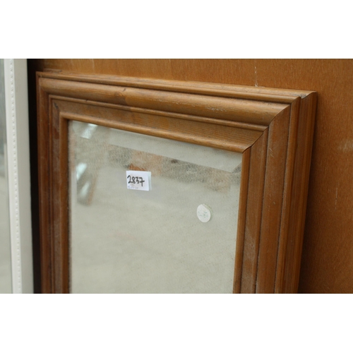 2837 - A PINE FRAMED BEVEL EDGE WALL MIRROR, 41