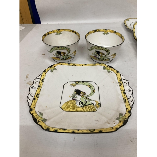 57 - A RARE ANTIQUE 1920'S ART DECO MELBA BONE CHINA DOLLY VARDEN 23 PIECE PART TEASET