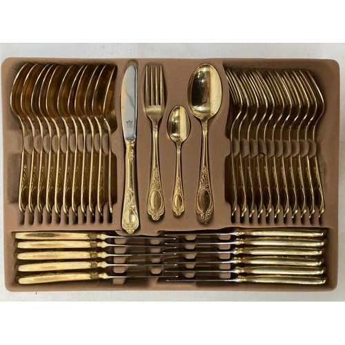 62 - A CASED SET OF BESTECKE (SBS) 24 CARAT GOLD PLATED HARTVERGOLDET SOLINGEN CUTLERY IN A BRIEFCASE