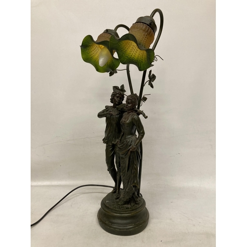 67 - AN ART NOUVEAU STYLE TWIN FIGURE TABLE LAMP