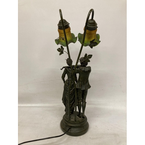 67 - AN ART NOUVEAU STYLE TWIN FIGURE TABLE LAMP