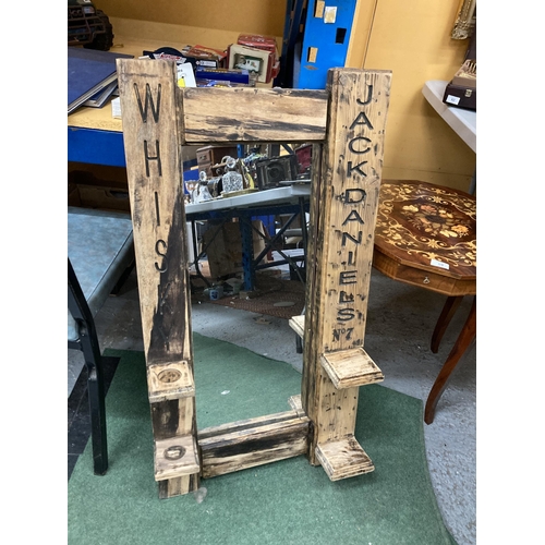 74 - A RUSTIC  RECLAIMED PINE JACK DANIELS MIRROR - APPROX 50 X 91 CM