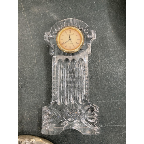 82 - A WATERFORD CRYSTAL GRANDFATHER GOLD FACED CLOCK