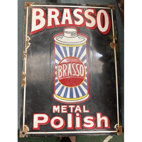 84 - AN ENAMEL BRASSO SIGN - 38 X 25.5 CM