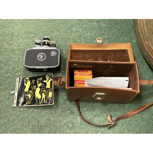 85 - A VINTAGE PAILLARD BOLEX B8L VARIABLE SPEED MOVIE CAMERA IN ORIGINAL CASE WITH INSTRUCTION MANUAL