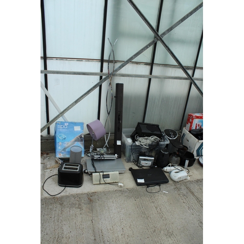 A LARGE ASSORTMENT OF ITEMS TO INCLUDE TOASTER, LAPTOP AND COFFEE MACHINES