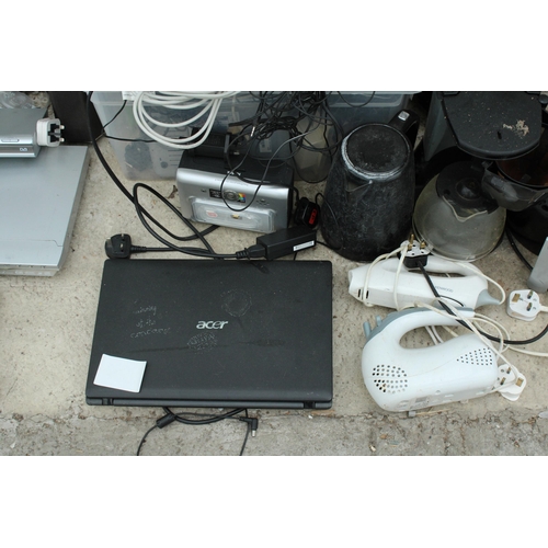 A LARGE ASSORTMENT OF ITEMS TO INCLUDE TOASTER, LAPTOP AND COFFEE MACHINES
