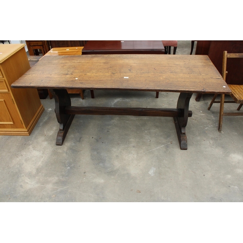 2855 - AN 18TH CENTURY STYLE OAK REFECTORY TABLE, 72