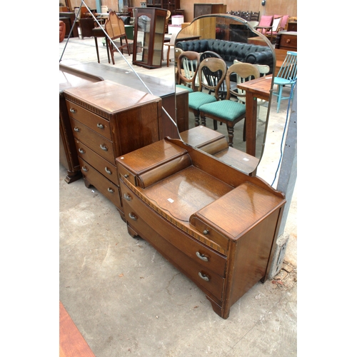 2870 - A MID 20TH CENTURY LEBUS CHEST OF FOUR DRAWERS AND MATCHING DRESSING CHEST