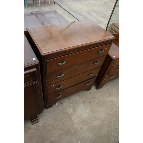 2870 - A MID 20TH CENTURY LEBUS CHEST OF FOUR DRAWERS AND MATCHING DRESSING CHEST