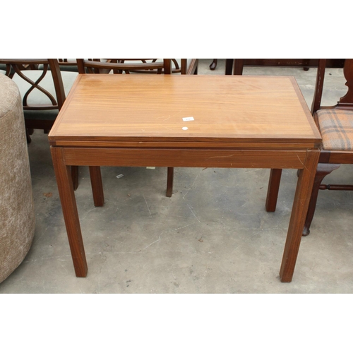 2865 - A MODERN TEAK FOLD OVER CARD TABLE