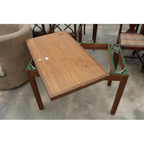 2865 - A MODERN TEAK FOLD OVER CARD TABLE