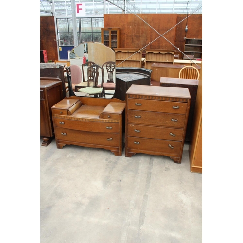 2870 - A MID 20TH CENTURY LEBUS CHEST OF FOUR DRAWERS AND MATCHING DRESSING CHEST