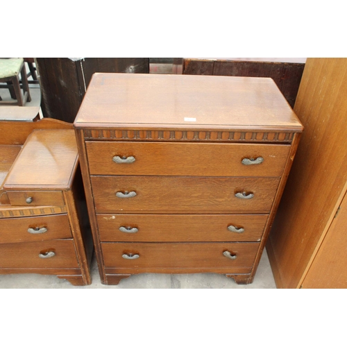 2870 - A MID 20TH CENTURY LEBUS CHEST OF FOUR DRAWERS AND MATCHING DRESSING CHEST