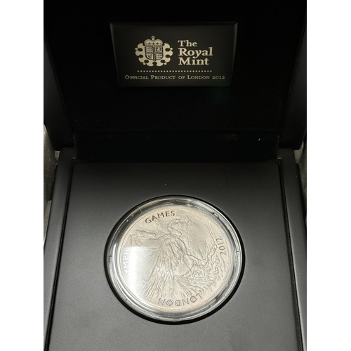 424A - A ROYAL MINT , 2012 , LONDON OLYMPIC , 5 OUNCE SILVER PEGASUS . BOXED WITH COA