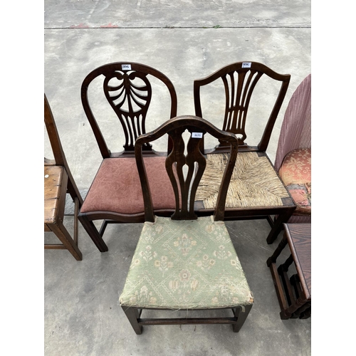 2875 - THREE VARIOUS COUNTRY CHAIRS