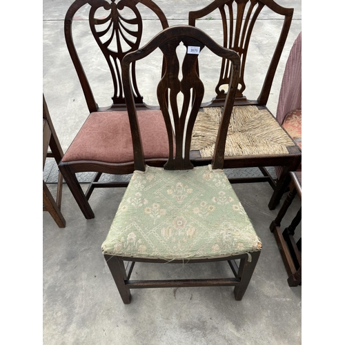 2875 - THREE VARIOUS COUNTRY CHAIRS