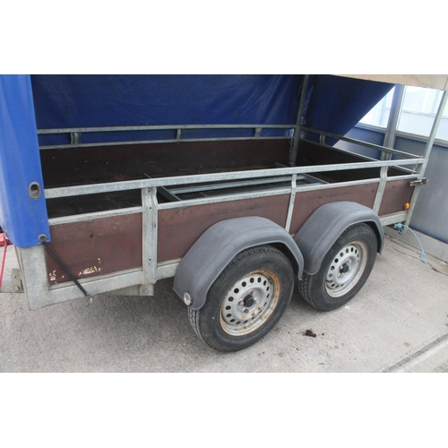 121 - TWIN AXLE COVERED CAR TRAILER WITH COVER 8 1/2 FT X 4 FT 4