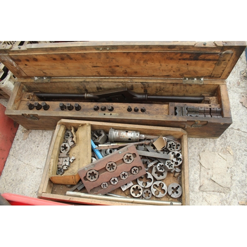 19 - 3 BOXES OF TAP AND DIE EQUIPMENT IN WORKING ORDER  NO VAT