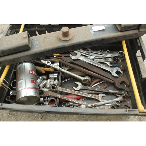 23 - BLACK BOX OF SPANNERS AND TOOLS IN WORKING ORDER  NO VAT