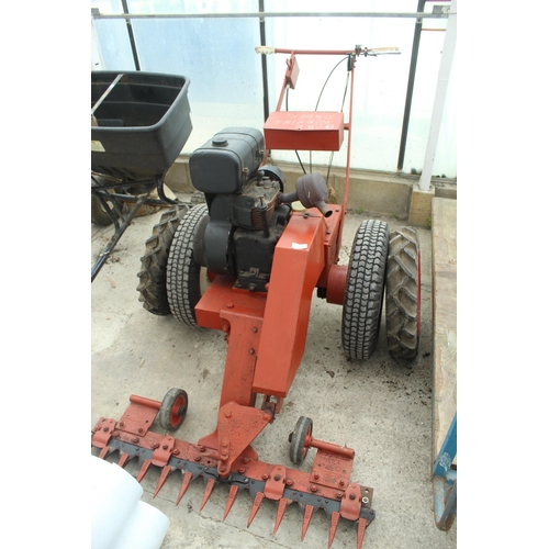 42 - MAYFIELD MOWING MACHINE WITH WHEELS AND TYRES IN GOOD WORKING ORDER NO VAT