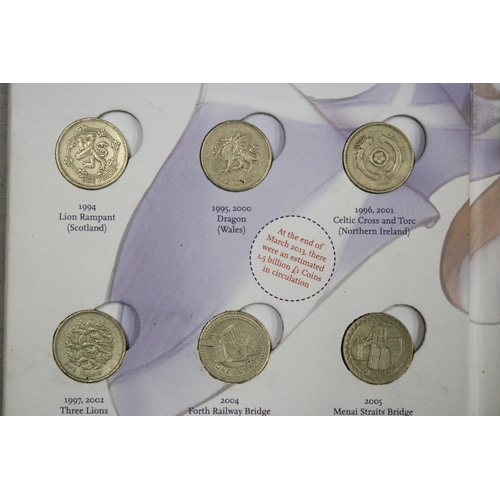 550 - A ROYAL MINT GREAT BRITISH COIN HUNT UK ONE POUND COLLECTOR ALBUM CONTAINING 24 COINS