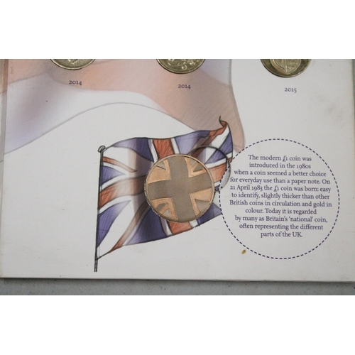 550 - A ROYAL MINT GREAT BRITISH COIN HUNT UK ONE POUND COLLECTOR ALBUM CONTAINING 24 COINS