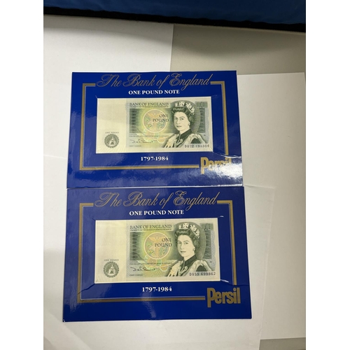 581 - TWO BANK OF ENGLAND PERSIL 1797 - 1984 ONE POUND NOTES SIGNED BY CHIEF CASHIER SOMERSET (1980 - 1988... 