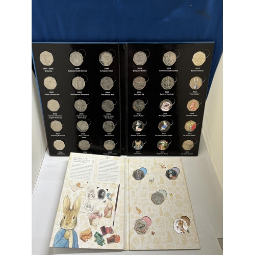 583 - A FIFTY PENCE COIN COLLECTION ALBUMS TO INCLUDE CELEBRATING THE WONDERFUL WORLD OF MISS POTTER (FIVE... 