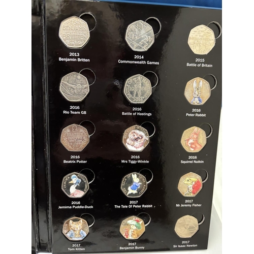 583 - A FIFTY PENCE COIN COLLECTION ALBUMS TO INCLUDE CELEBRATING THE WONDERFUL WORLD OF MISS POTTER (FIVE... 