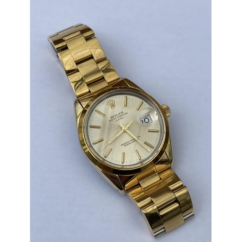 603 - A 1983 ROLEX OYSTER PERPETUAL DATE JUST AUTOMATIC WRISTWATCH ON 18CT GOLD PLATED BRACELET AND CASE C... 