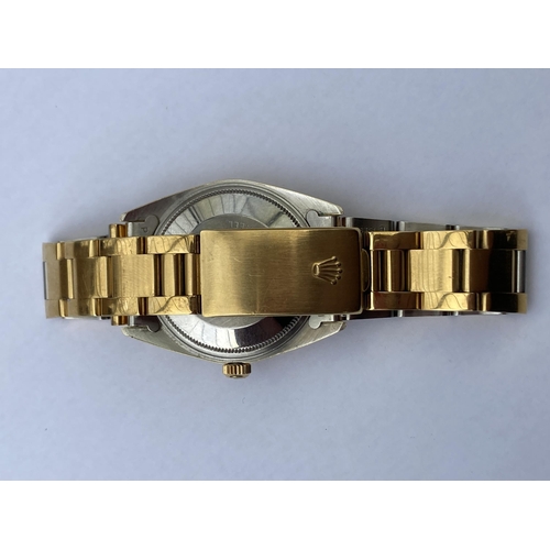 603 - A 1983 ROLEX OYSTER PERPETUAL DATE JUST AUTOMATIC WRISTWATCH ON 18CT GOLD PLATED BRACELET AND CASE C... 