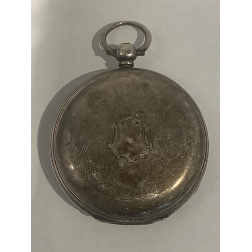 637 - A HALLMARKED SILVER FULL HUNTER KEY WOUND GENTS POCKET WATCH, WEIGHT 92.40 GRAMS