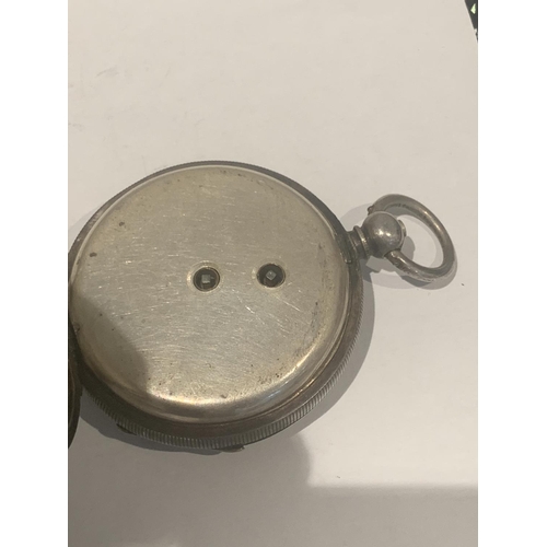 637 - A HALLMARKED SILVER FULL HUNTER KEY WOUND GENTS POCKET WATCH, WEIGHT 92.40 GRAMS