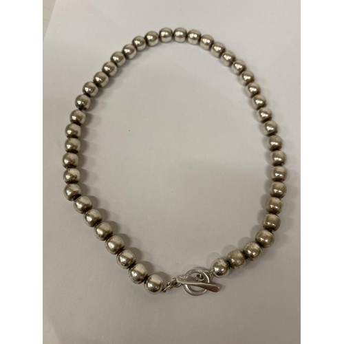 664 - A HEAVY MARKED SILVER BALL NECKLACE, WEIGHT 80G