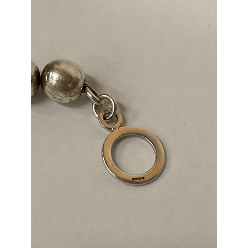 664 - A HEAVY MARKED SILVER BALL NECKLACE, WEIGHT 80G