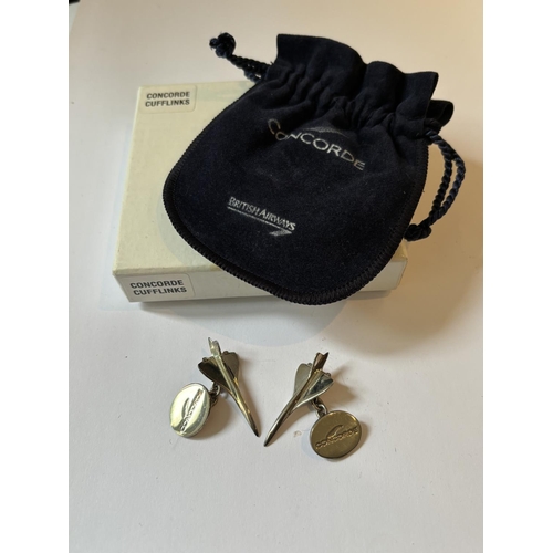 704 - A PAIR OF CONCORDE CUFFLINKS WITH PRESENTATION BAG AND BOX