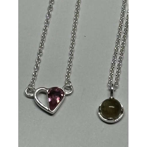 731 - FOUR SILVER PENDANT NECKLACES TO INCLUDE A GOLD PLATED HEART