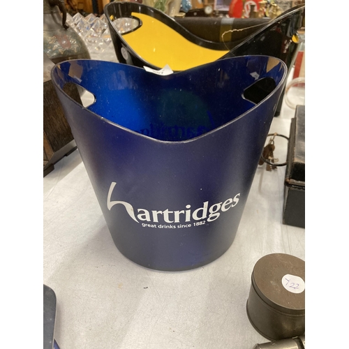 907 - TWO ICE BUCKETS TO INCLUDE HARTRIDGES AND BULMER'S CIDER