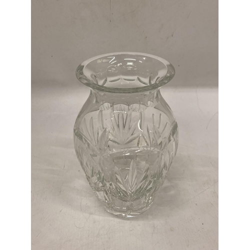 1068 - A WATERFORD CRYSTAL VASE, HEIGHT 20CM