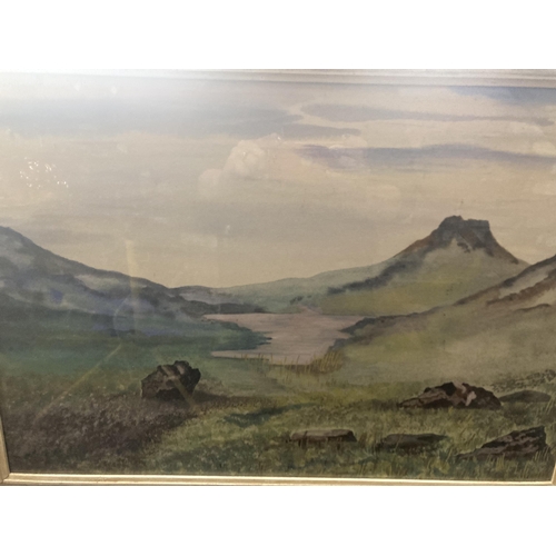 1169 - A 1960'S WATERCOLOUR LANDSCAPE 'THE MOUNTAIN LAKE', 61CM X 44CM