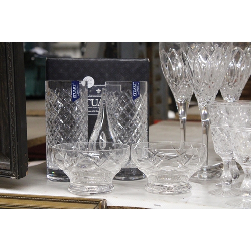 A Quantity Of Stuart Crystal Cut Glasses To Include Champagne Flutes Wine Sherry Tumblers A Deca 5559