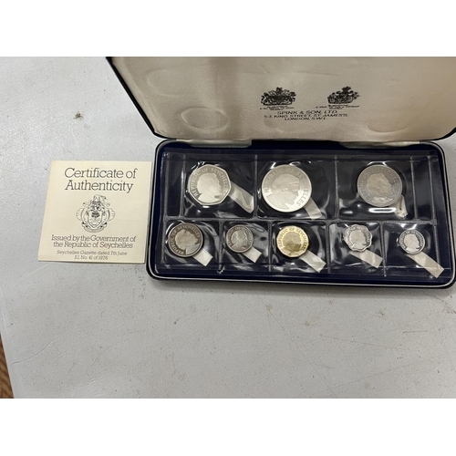 441 - A SEYCHELLES 1976 BOXED 8 COIN SET WITH COA